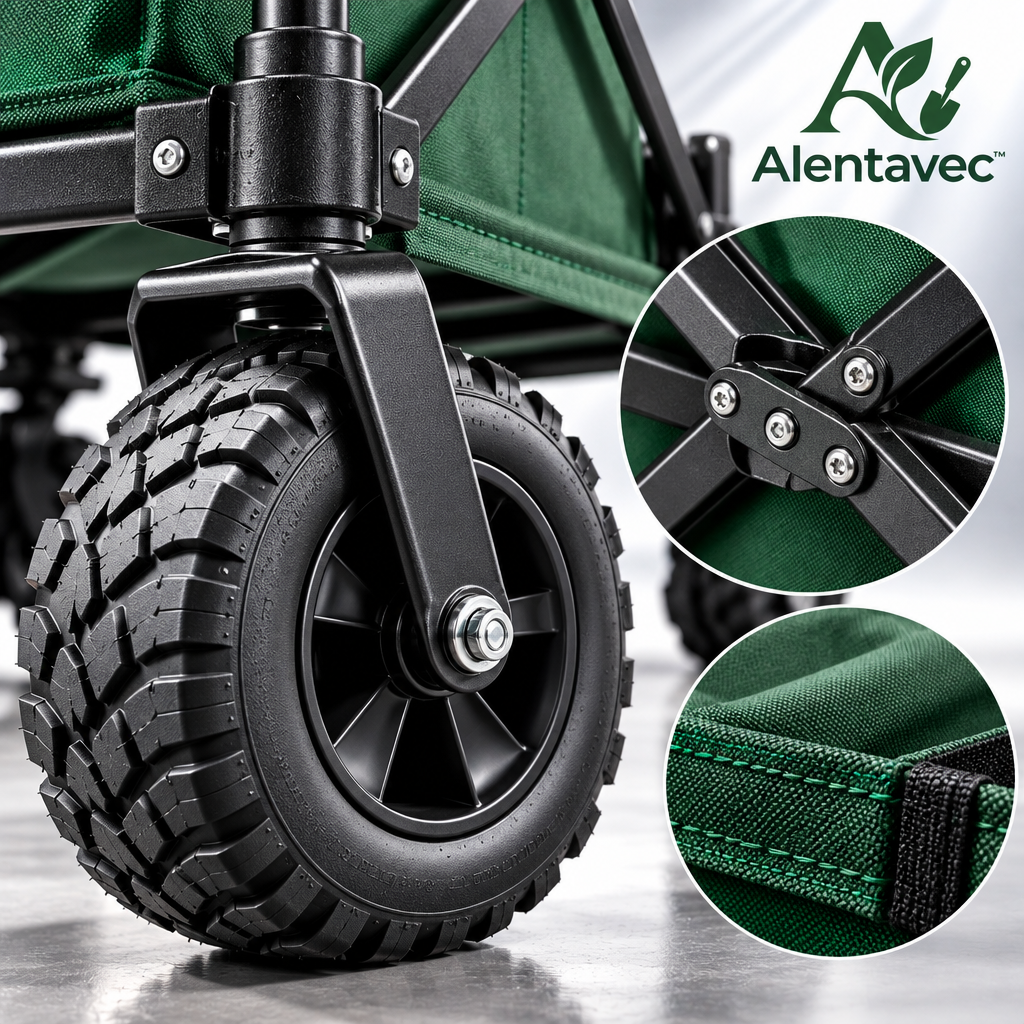 Alentavec™ Heavy-Duty Collapsible Folding Garden Utility Wagon & Cart