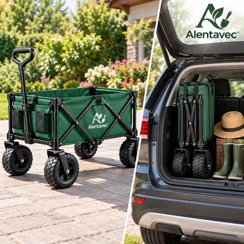 Alentavec™ Heavy-Duty Collapsible Folding Garden Utility Wagon & Cart
