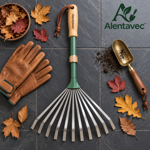 Alentavec™ Adjustable Telescopic Stainless Steel Lawn Leaf Rake