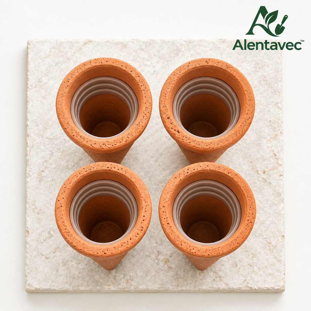 Alentavec™ TerraDrip Slow-Release Porous Terracotta Self-Watering Spikes (4-Pack)