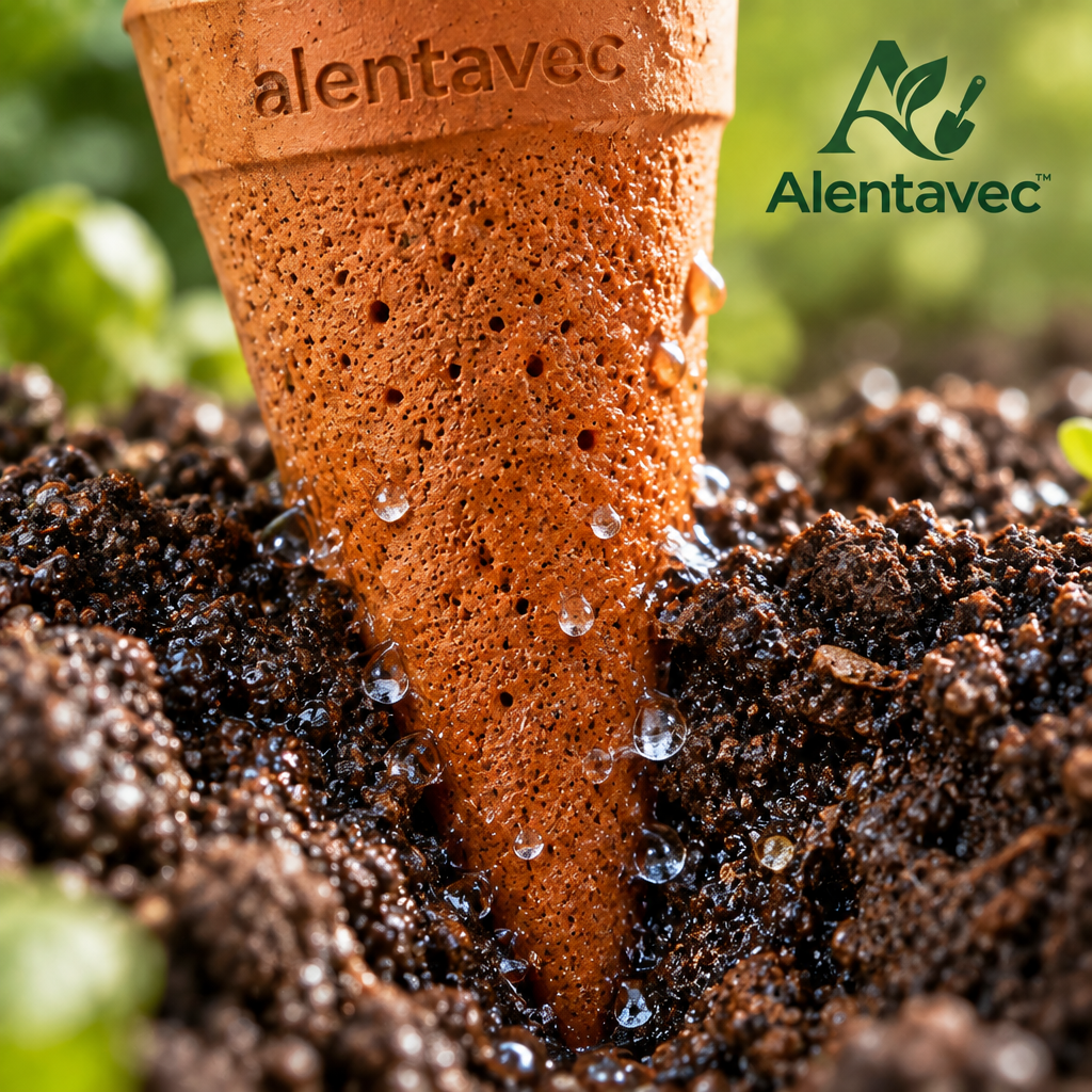 Alentavec™ TerraDrip Slow-Release Porous Terracotta Self-Watering Spikes (4-Pack)