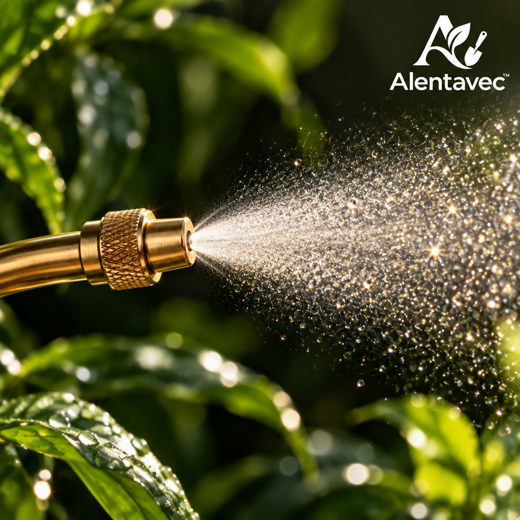Alentavec™ VelvetMist Vintage Fluted Glass Plant Mister with Brass Pump