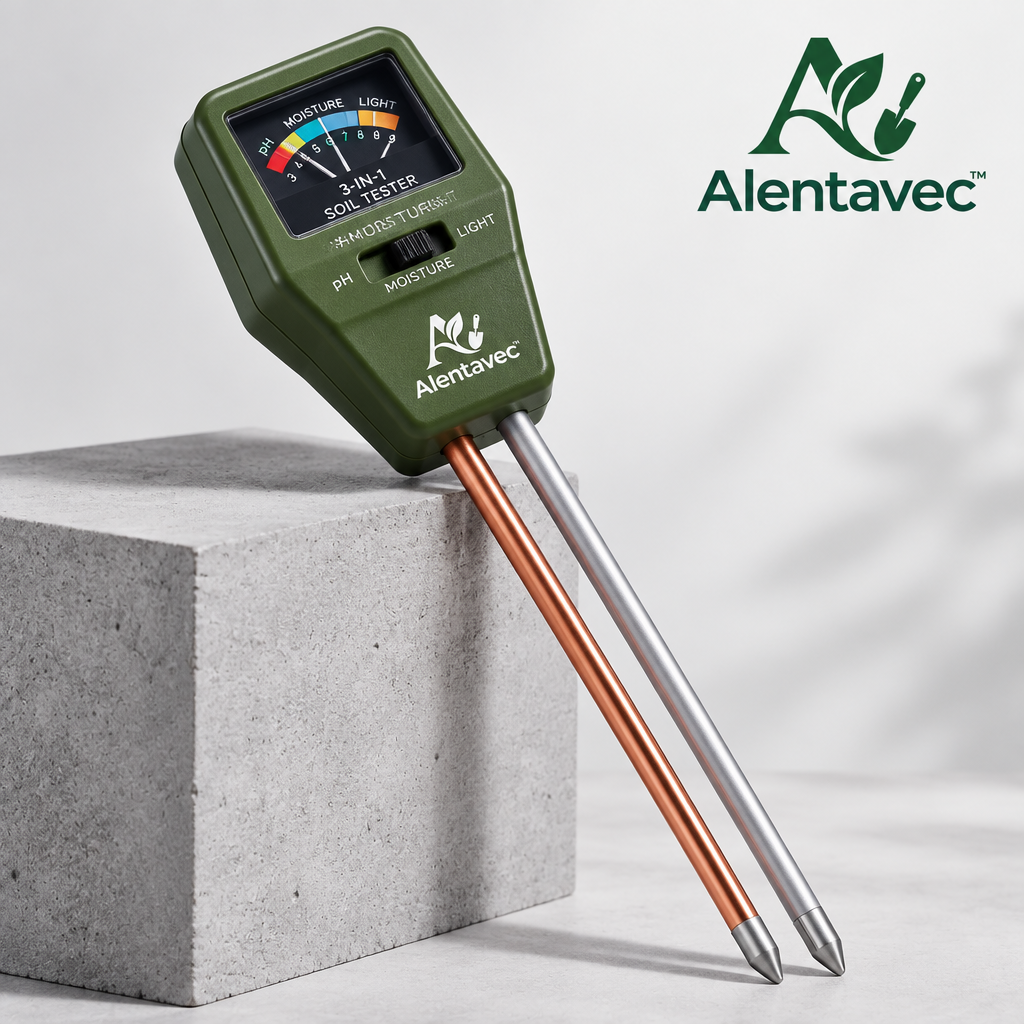 Alentavec™ SoilSense 3-in-1 Battery-Free Soil Moisture, pH & Light Tester