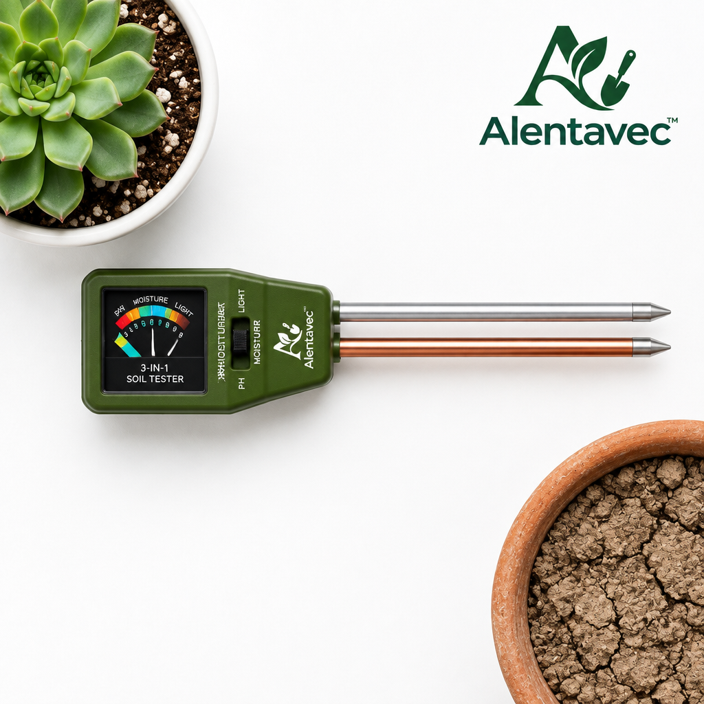 Alentavec™ SoilSense 3-in-1 Battery-Free Soil Moisture, pH & Light Tester
