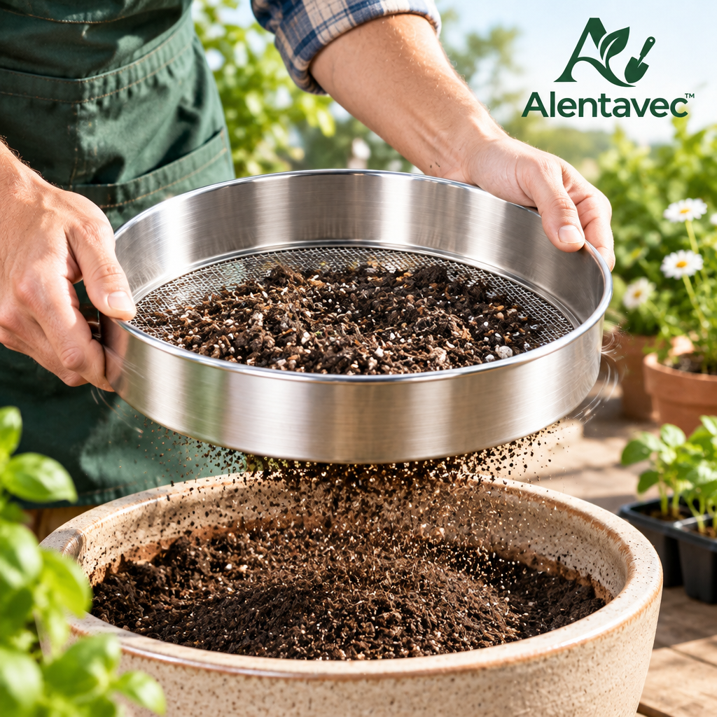 Alentavec™ CleanRoots Interchangeable Stainless Steel Soil Sifter & Mesh Screen Set